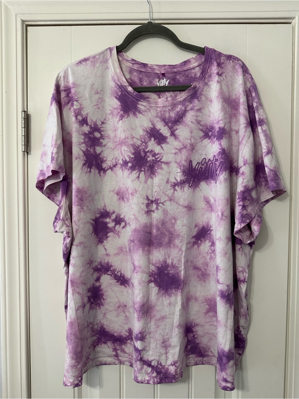 YITTY Purple and White Tie-Dye Short Sleeve Tee